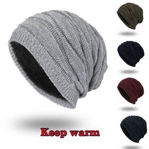 New Knitted Velvet Wool Slouchy hat for men